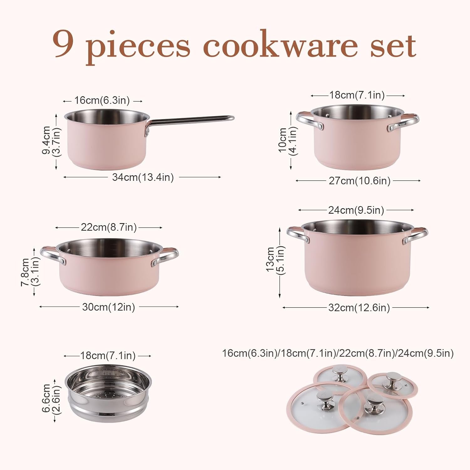 9pcs-stainless-steel-cookware-set-for-family-kitchen-304-grade-ceramic-coated-exterior-induction-compatible-pots-and-pans-with-glass-lids-non-toxic-easy-to-clean-pink