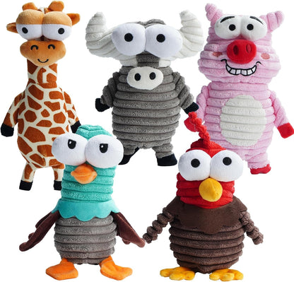 Nocciola 5-Pack Squeaky Dog Toys, Durable Stuffed Critter Zoo Dog Toys with Unique Squeak Sounds to Keep Dogs Busy, Puppy Toys for Small, Medium, and Large Dogs | 5-Pack Durable Critter Zoo Dog Toys to Keep Them Busy, Puppy Toys for Small, Medium, and Large Dogs1