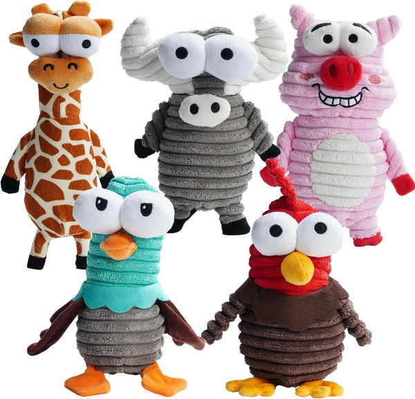 Nocciola 5-Pack Squeaky Dog Toys, Durable Stuffed Critter Zoo Dog Toys with Unique Squeak Sounds to Keep Dogs Busy, Puppy Toys for Small, Medium, and Large Dogs | 5-Pack Durable Critter Zoo Dog Toys to Keep Them Busy, Puppy Toys for Small, Medium, and Large Dogs1