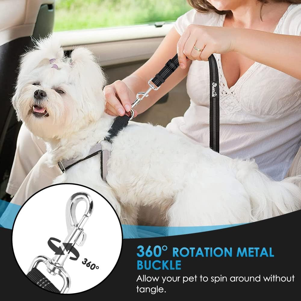 slowton-dog-seat-belt-for-car-2-pack-dog-car-harness-seatbelt-adjustable-with-elastic-bungee-buffer-2-in-1-pet-car-leash-headrest-restraint-dog-reflective-safety-tether-black-headrest-clip
