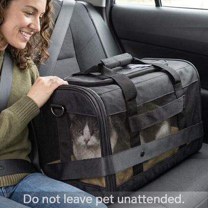 Conlun Cat Carrier Airline Approved, Soft-Sided Dog Carrier with Inner Safety Leash, Pet Transport Carrier for Small-Medium Cats Puppies up to 15 Lbs, Collapsible Travel Kitten Carrier Bag -Blackm | Airline Approved,With Inner Safety Leash,Collapsible Pet Transport Carrier for Small Dog/Medium Cats4