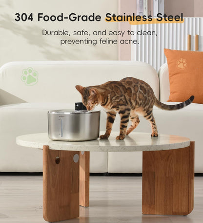 Cat Water Fountain Stainless Steel, 138Fl.Oz / 4.1L Cordless Cat Fountain | Wireless Pet Fountain; 4000Mah Battery; Indoor; Triple Water Modes; 25 Db Ultra-Quiet7