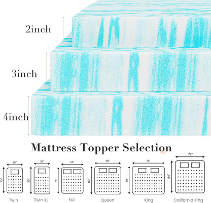 Mattress Toppers Memory Foam King Size, 3 Inch Thick Bed Topper Pad Cooling Gel Infused Soft Comfy Padding Breathable for Sleeper Sofa Couch RV Camper, Certipur-Us Certified, Blue5