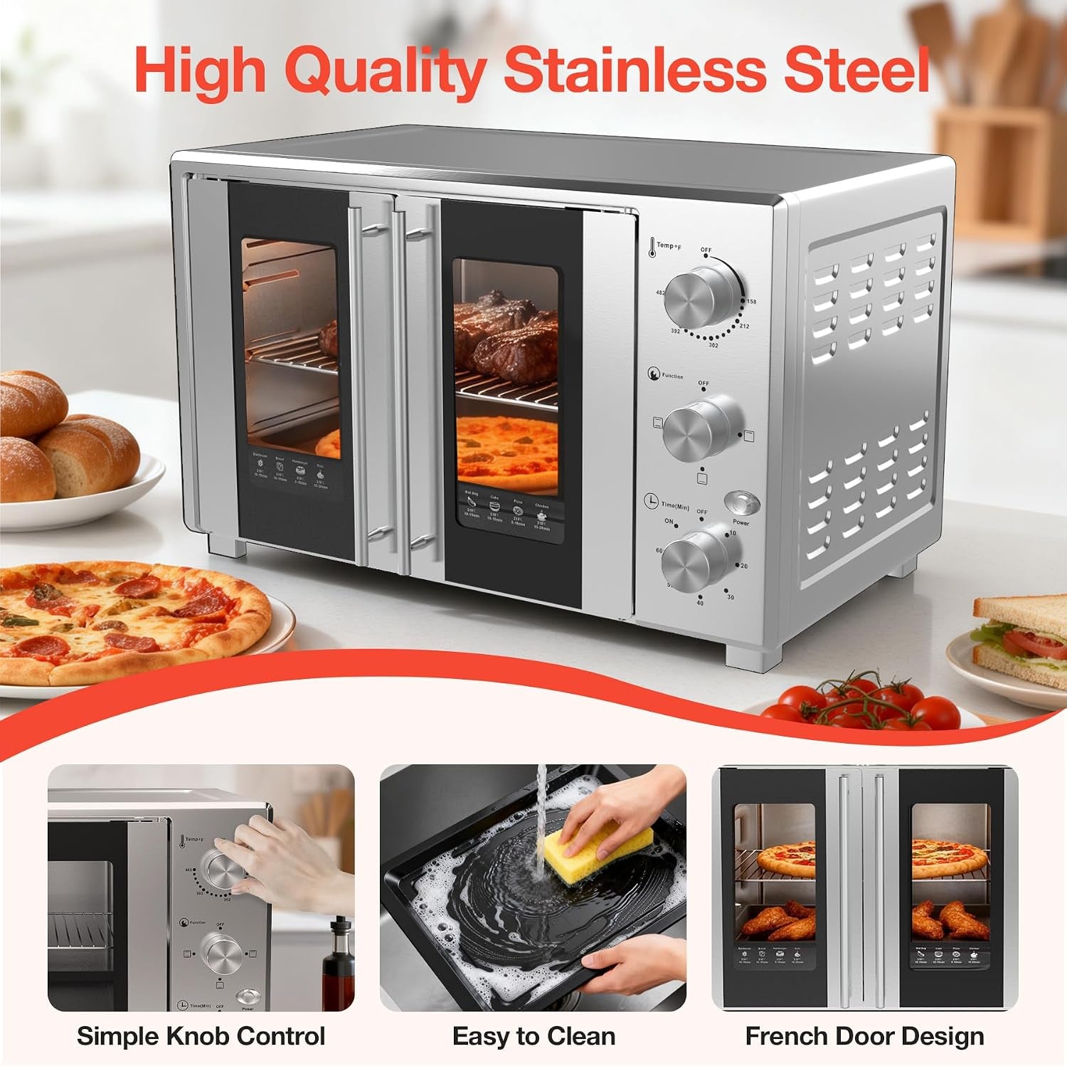 extra-large-french-door-countertop-toaster-oven-8-in-1-combo-40-qt-large-capacity-countertop-oven-fits-12-pizza-60-min-timer-6-slice-bake-broil-toast-stainless-steel-silver
