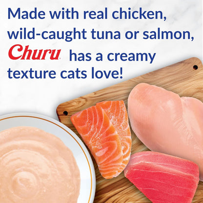 INABA Churu Cat Treats, Creamy Lickable Purée Cat Treat with Vitamin E, 0.5 Ounces Each Tube, 4 Tubes, Tuna Recipe3