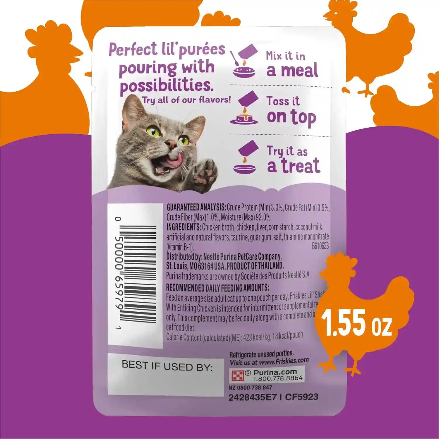 purina-friskies-pureed-cat-food-topper-lil-shakes-with-enticing-chicken-lickable-cat-treats-pack-of-16-1-55-oz-pouches