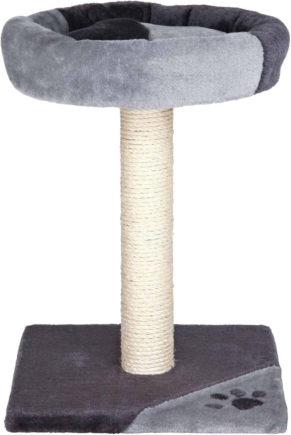 trixie-tarifa-cat-scratching-post-20-5-inch-cat-scratcher-with-soft-fabric-covering-base-and-durable-sisal-rope-with-padded-platform-in-gray-black