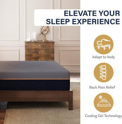 EGOHOME Queen 12" Copper Gel Memory Foam Mattress Pressure Relief Medium | Fiberglass Free, Back Pain Relief, Graphene Tech Cover, ICA Endorsed, Certipur-Us, Motion Isolation, Mattress in Box, Medium5