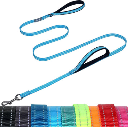 VIVAGLORY Double Handle Dog Leash Twingrip, 6Ft X 1In, Navy | Dog Leash for Collar with Traffic Handle & 2 Loop for Walking & Training, Traffic Control Reflective Heavy Duty Puppy Pet30