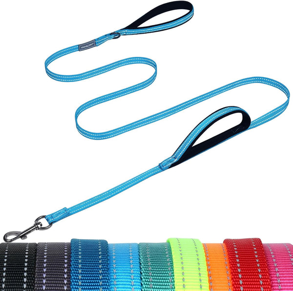 VIVAGLORY Double Handle Dog Leash Twingrip, 6Ft X 1In, Navy | Dog Leash for Collar with Traffic Handle & 2 Loop for Walking & Training, Traffic Control Reflective Heavy Duty Puppy Pet30