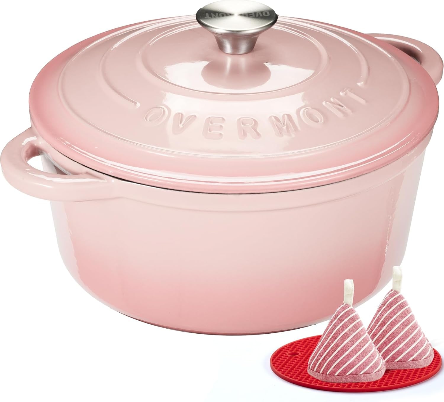 enameled-cast-iron-dutch-oven-4-5qt-pot-with-lid-cookbook-cotton-potholders-heavy-duty-cookware-for-braising-stews-roasting-sourdough-baking-pink
