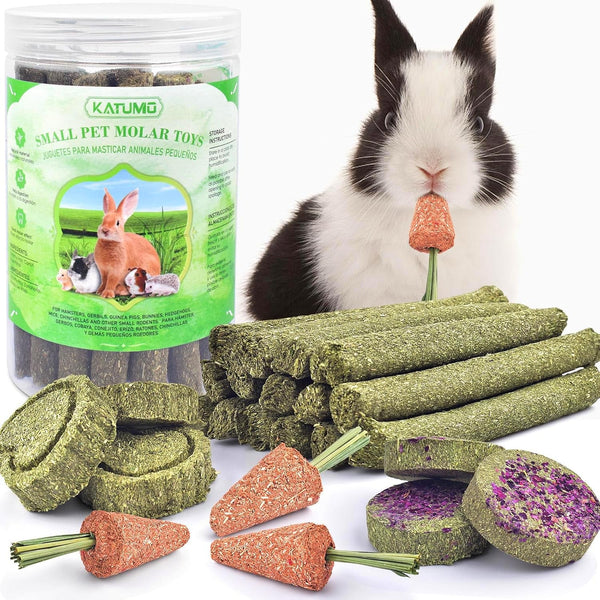 KATUMO Timothy Hay Sticks, Rabbit Chew Sticks Bunny Chew Toys for Teeth | 24Pcs, Healthy Rabbit Food, Rabbit Chew Toys for Teeth, Suitable for Rabbits, Guinea Pigs Hamster Chinchilla and Small Pets1