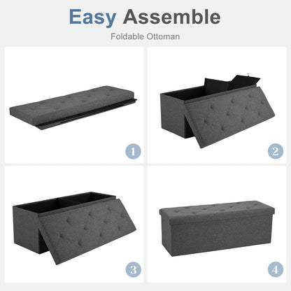 43 Inch Folding Storage Ottoman Bench, Large Ottoman with Storage | Storage Chest with Thicker Foam Padded Seat, End of Bed Foot Rest Stool for Bedroom Living Room Entryway, Load 660 Lbs, Grey8