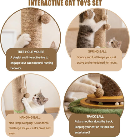 44" Tall Palm Tree Cat Scratching Post with Sisal Rope,Dangling Balls,Natural Healthy Catnip Balls,Cat Toy Mouse Hole,Interactive Wooden Ball & Cats Wand for Indoor Cats Adults and Kitten6