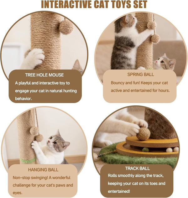 44" Tall Palm Tree Cat Scratching Post with Sisal Rope,Dangling Balls,Natural Healthy Catnip Balls,Cat Toy Mouse Hole,Interactive Wooden Ball & Cats Wand for Indoor Cats Adults and Kitten6