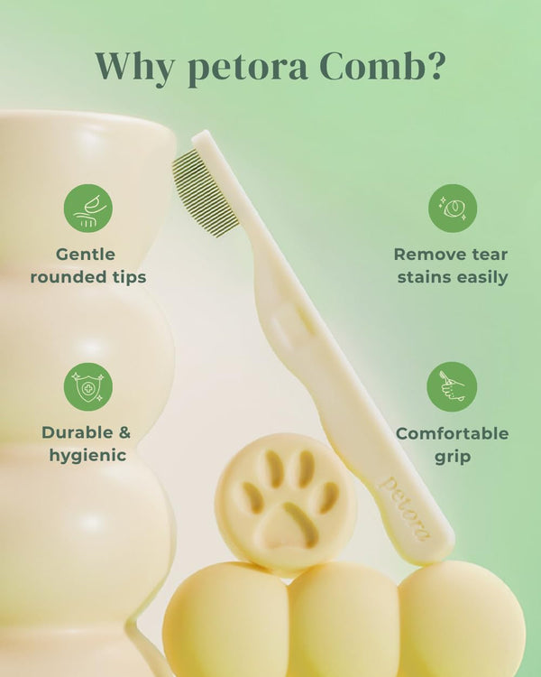 [Petora] BRUSH on ME Gentle Facial & Eye Comb for Dogs & Cats | Smooth & Stress-Free Tear Stain Remover | Fine-Tooth Grooming Tool with Rounded Tips | Comfortable Grip for Daily Pet Grooming2