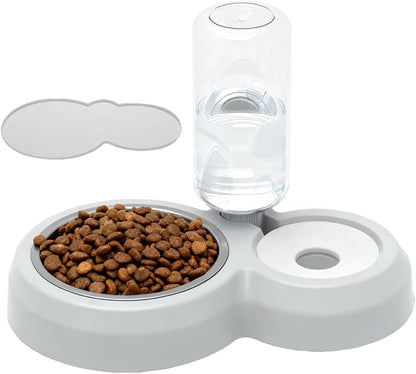 Double Dog Cat Bowls, Pets Food and Water Bowl Set with Silicone Mat | Pets Food and Water Bowl Set with Automatic Water Dispenser Stainless Steel Bowl, Gravity Feeder for Cats Small Dogs Puppies10
