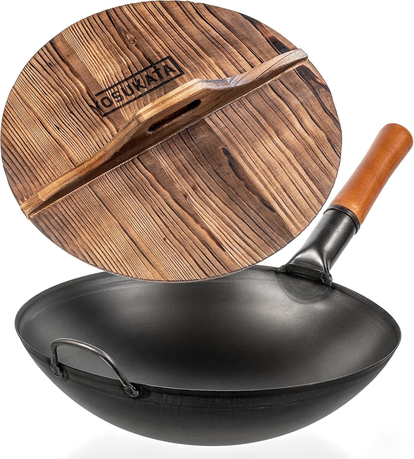 carbon-steel-wok-pan-14-in-premium-wok-cover-14-inch-pan-lid-wooden-lid-14-in-with-ergonomic-handle