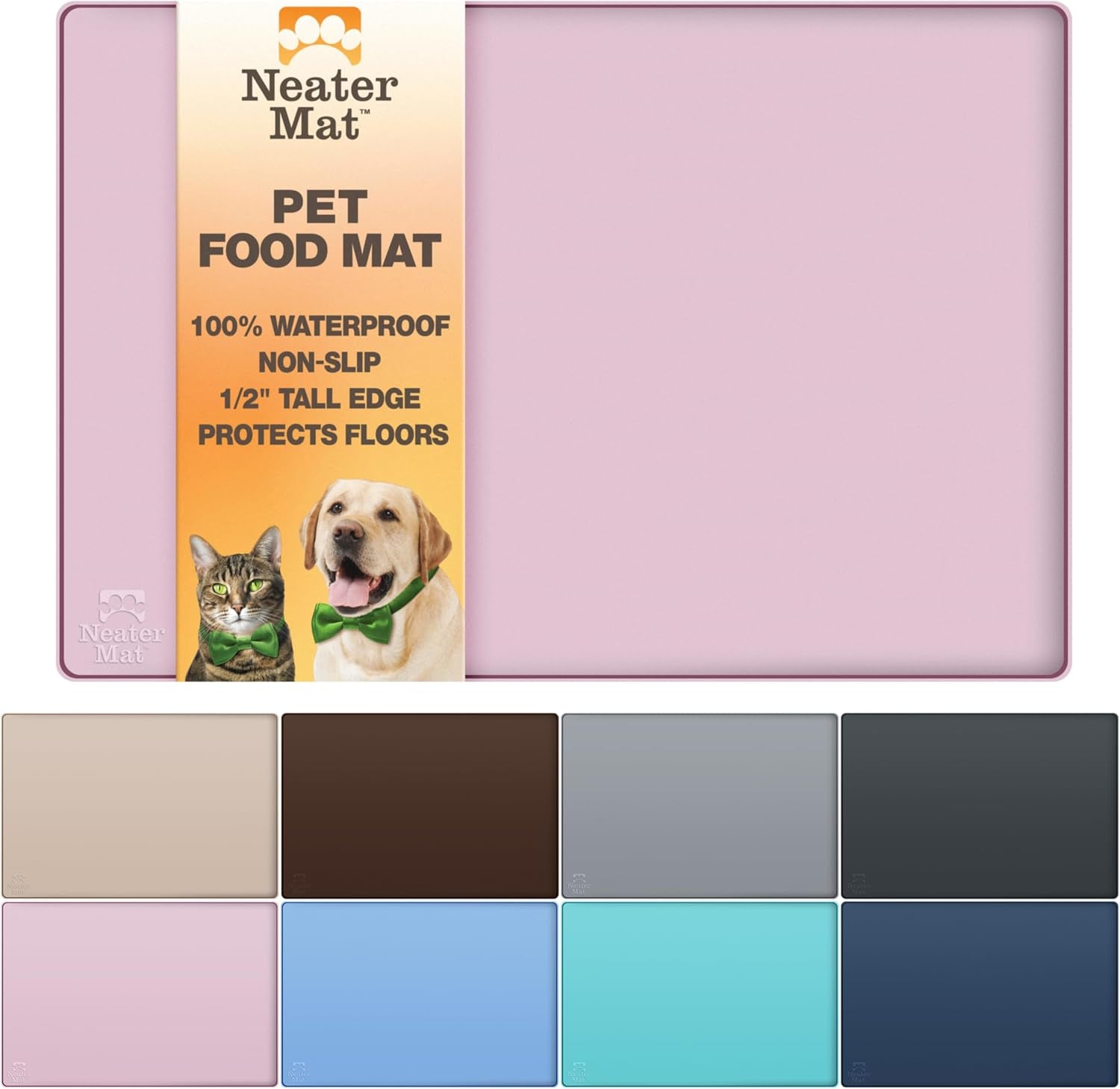 neater-pet-brands-neater-mat-pet-mats-for-food-and-water-cat-dog-bowl-mat-waterproof-silicone-feeding-tray-dog-food-mats-for-floors-placemat-w-raised-edge-for-under-bowls-16-x-10-cappuccino