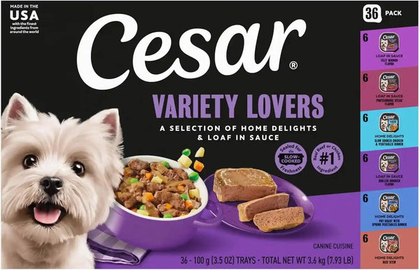Cesar Wet Dog Food, Steak Lovers Variety Pack, 3.5 Oz, 36 Count | Real Meat #1 Ingredient, Easy Peel Trays, 100% Complete & Balanced, No Fillers, No Added Sugar, No Artificial Flavors17