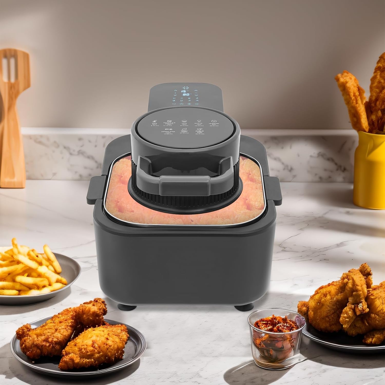 9l-large-capacity-air-fryer-with-clear-lid-1350w-touchscreen-for-360-even-cooking-6-in-1-airfryer-toaster-oven-with-preheat-and-keep-warm-dishwasher-safe-basket-black