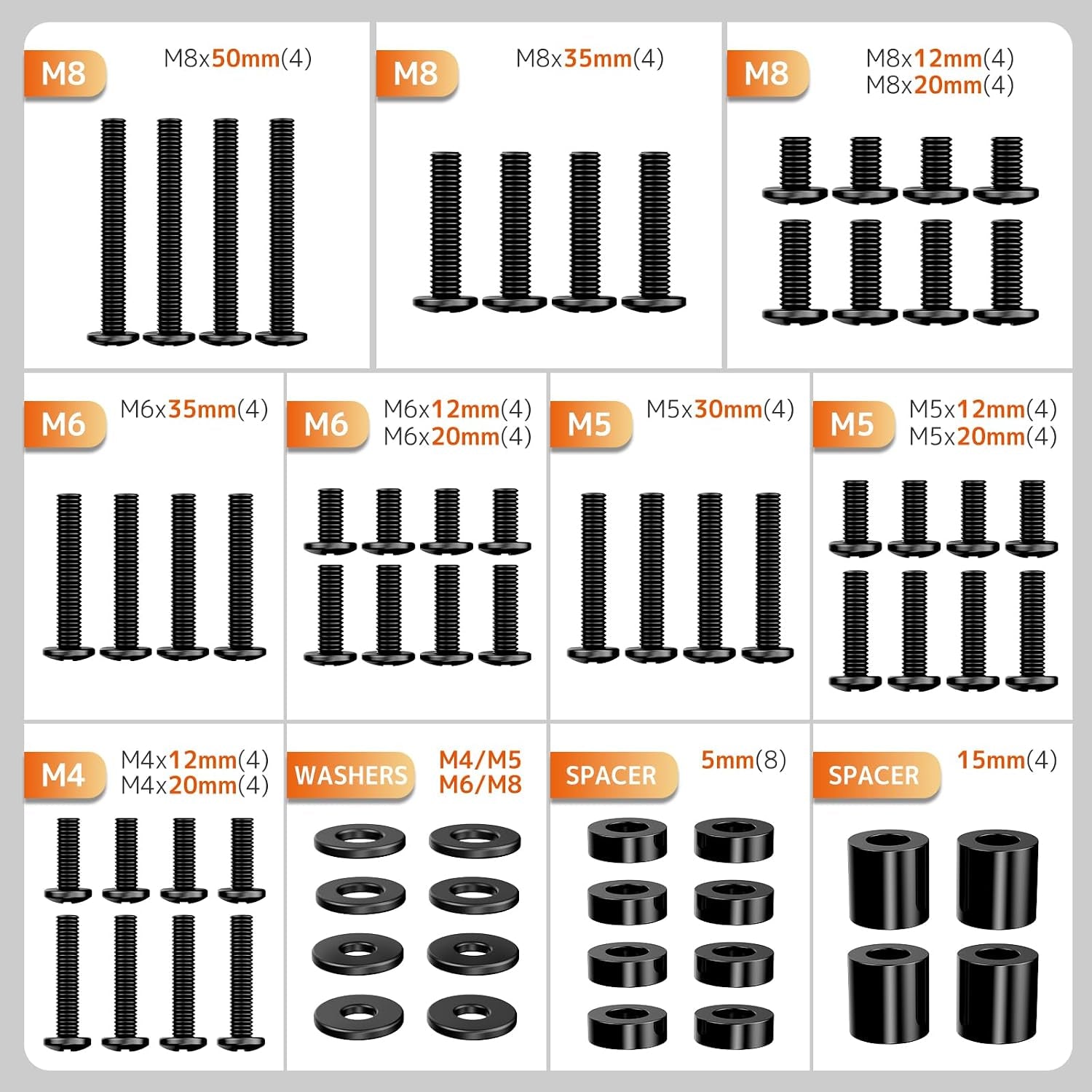 universal-tv-mounting-hardware-screw-kit-m4-m8-screws-for-vesa-mounts-black-screws-complete-set-includes-bolts-washers-and-spacers-fits-most-tvs-monitors-up-to-80-inches-organized-storage-case
