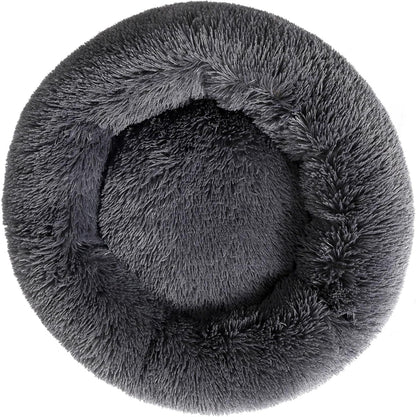 Calming Donut Cat Bed Dog Bed round Plush Pet Bed Fluffy Rabbit Cave Warm Dog Couch Non Slip Bottom for Pets Furniture up to 5KG1