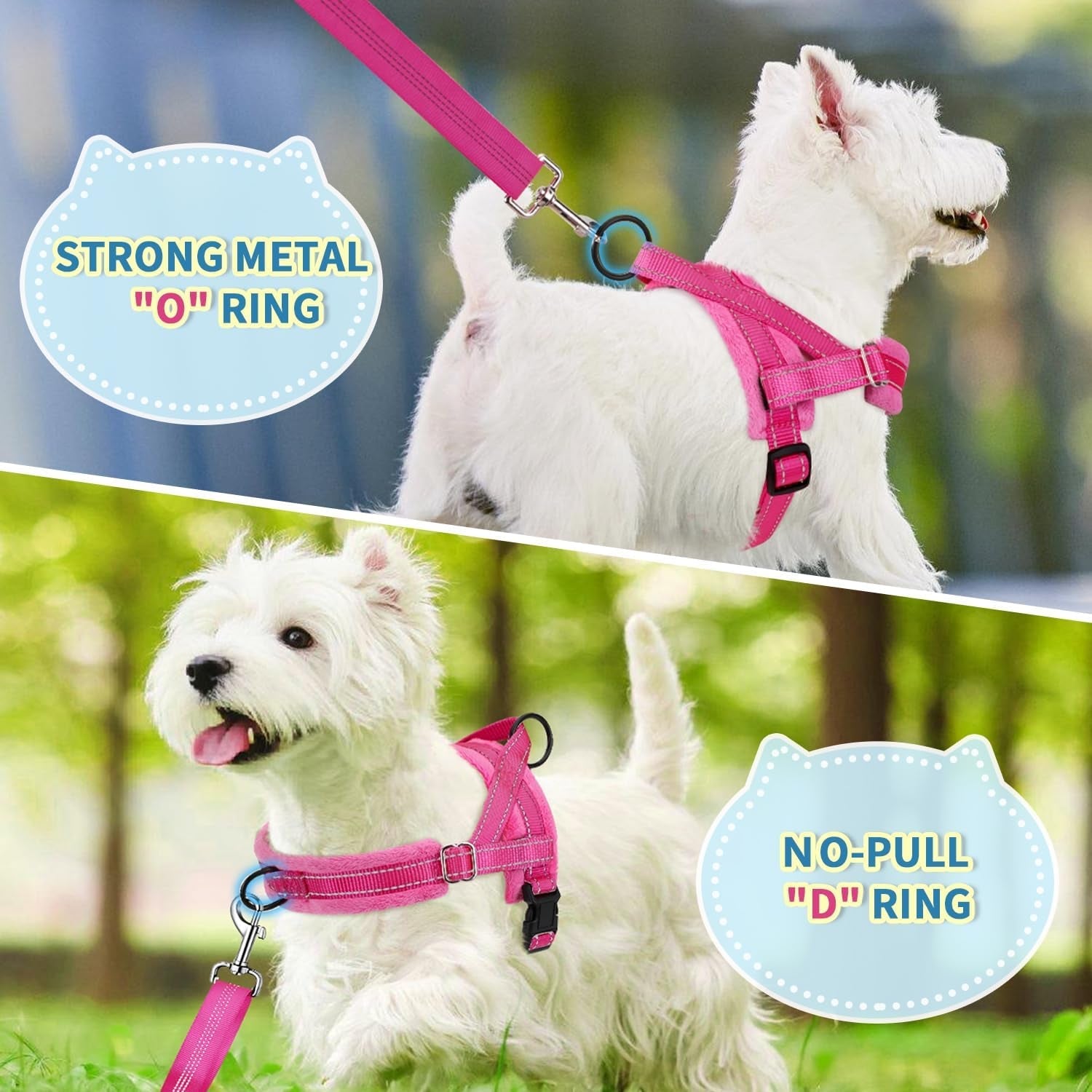 slowton-no-pull-small-dog-harness-and-leash-set-puppy-soft-vest-harness-neck-chest-adjustable-reflective-lightweight-harness-anti-twist-pet-lead-combo-for-small-medium-dogs-fuchsia-xxs