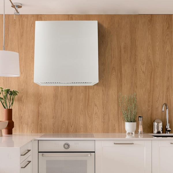 Stainless Steel Range Hood, Modern Box Kitchen Hood with Powerful Vent Motor, Wall Mount, 30”W*30”H*14D, Signal White (AK-HS30H-SW)8