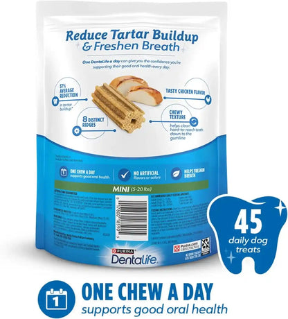 Dentalife Daily Oral Care Dog Treats for Small Dogs 5-20 Lbs., Chewy Dental Treat to Freshen Breath and Fight Tartar, Chicken Flavor, 14.7 Oz. Each, 45 Chews Each/90 Total Chews - 45 Ct. Pouch6
