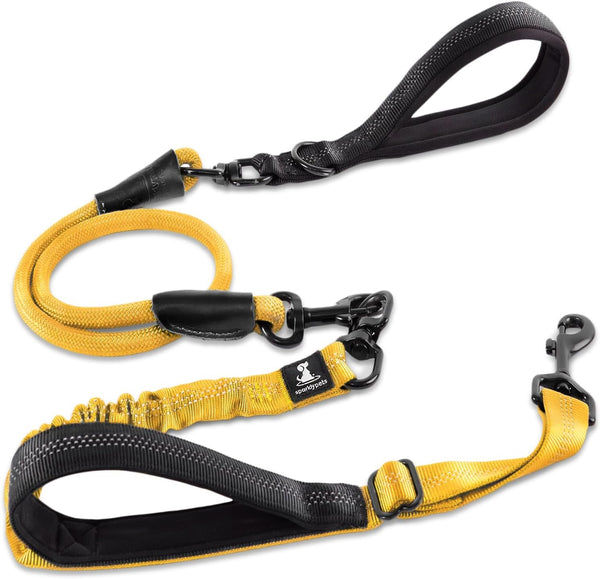 Sparklypets Double Dog Leash for 2 Dogs – Rope Bungee Dual Leash for Medium and Large Breeds with Padded Handles & Tangle Free (Teal, Medium/Large)10