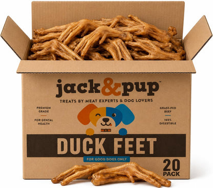 Jack&Pup Duck Feet for Dogs – All Natural Dog Chews, Single Ingredient Dehydrated Duck Feet Dog Treats – Great for Small & Medium Dogs (20 Count) Great Alternative to Chicken Feet1