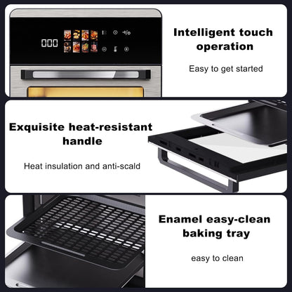 18QT Large Air Fryer Oven with Touch Screen Display, 10-In-1 Air Fry, Roast, Bake, Broil, Dry, Frozen, Proof Combo with Window, Family-Size, Multi-Function, Healthy Cooking 120V6