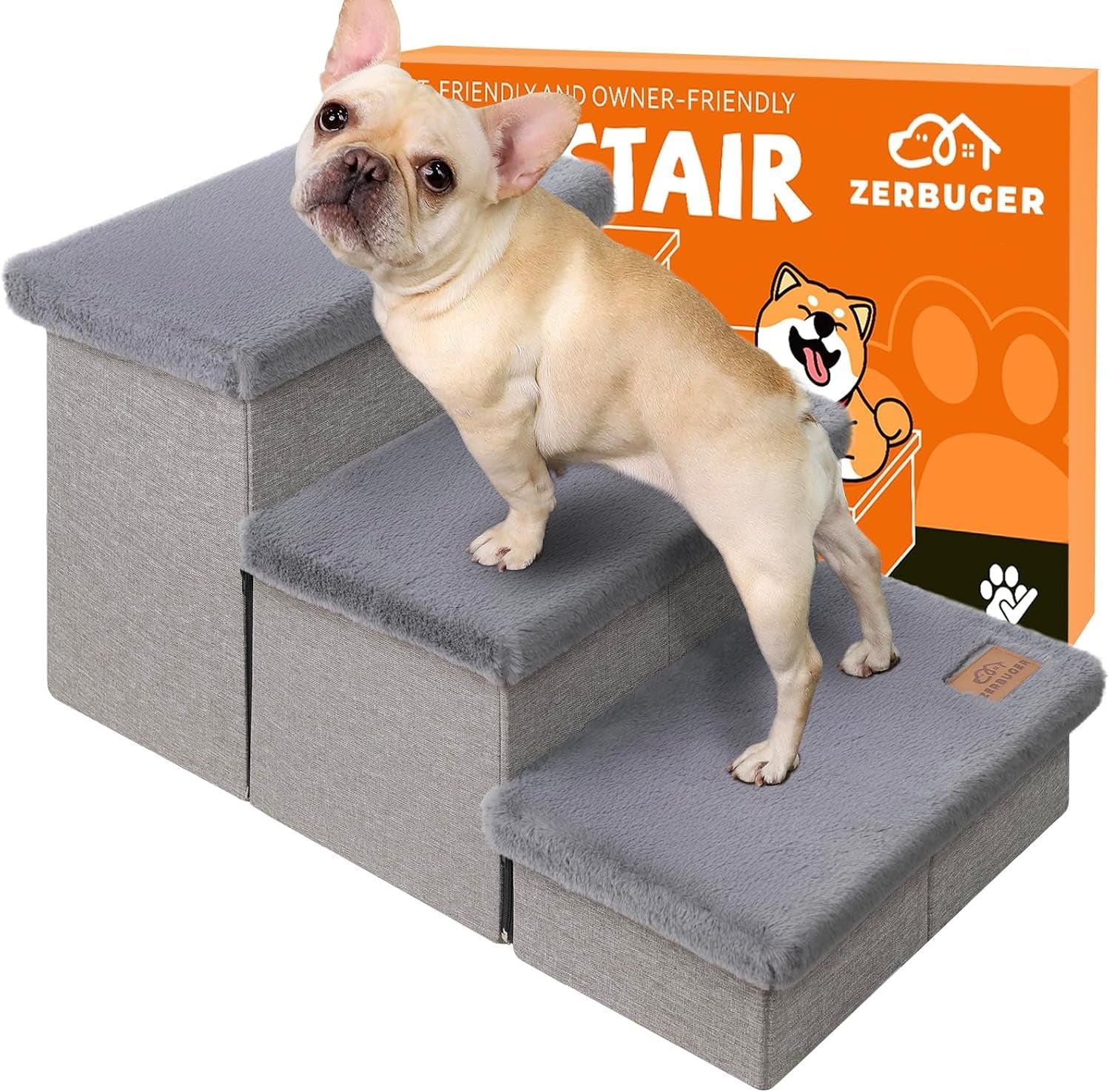 zerbuger-wider-dog-ramp-for-high-bed-with-storage-18-h-foldable-dog-stairs-for-small-medium-large-older-senior-animal-sturdy-dog-step-for-climbing-bed-or-couch-arthritis-friendly-gray-no-condo