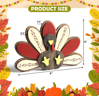 Thanksgiving Turkey Wood Table Decor Rustic Harvest Standing Wooden Sign | Autumn Centerpiece Holiday Home Tabletop Decoration Farmhouse Style2