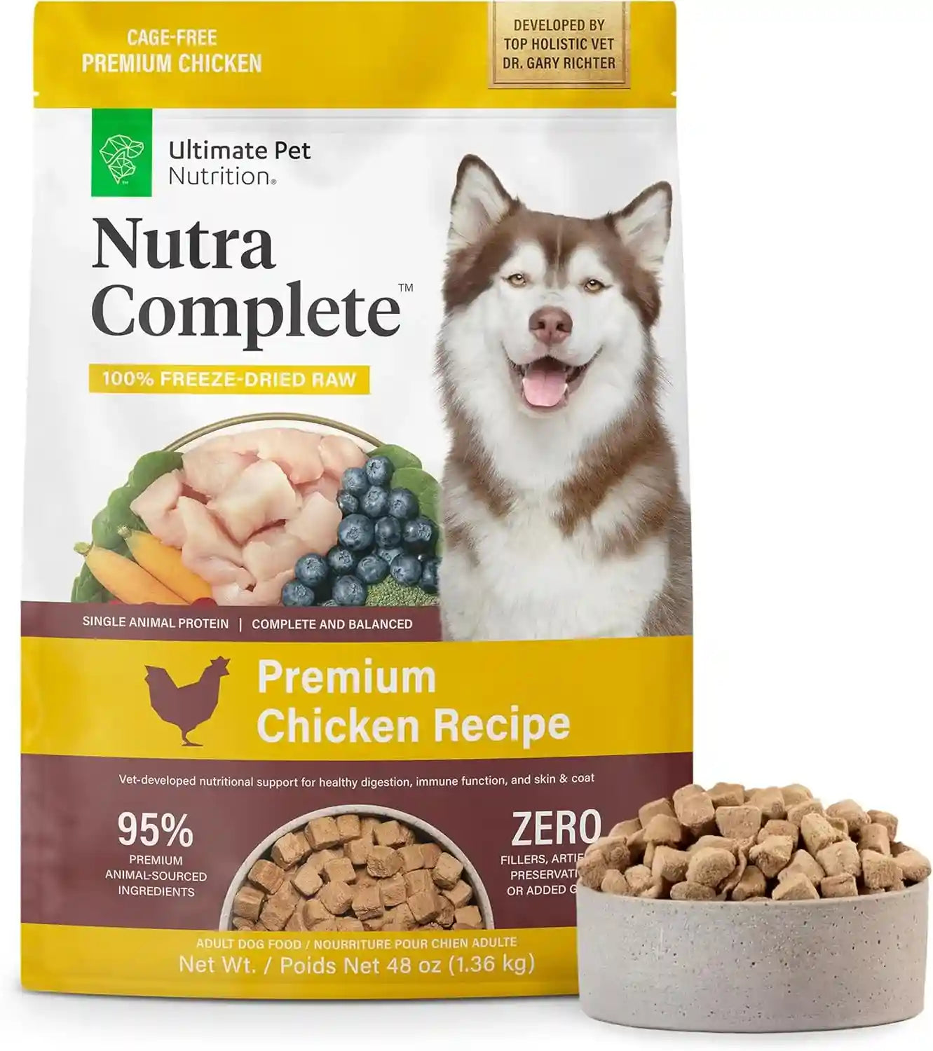 ultimate-pet-nutrition-nutra-complete-100-freeze-dried-raw-veterinarian-formulated-dog-food-with-antioxidants-prebiotics-and-amino-acids-1-pound-beef