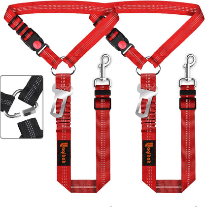 Removable Dog Seat Belt Harness for Car, 3 in 1 Pet Dog Car Seatbelt Leash, Retractable Restraint Secures to Vehicle Headrest & Adjustable Reflective Bungee Dog Seatbelt Tether, Blue and Black | Retractable Headrest-Mounted,Restraint & Adjustable Reflective Bungee Dog Seatbelt Tether,Blue and Black19