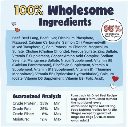 Pawstruck Air Dried Dog Food with Real Beef, Grain-Free, Made in USA, Non-Gmo & Vet Recommended, High Protein Limited Ingredient Full-Feed for All Breeds & Ages, 2Lb Bag8