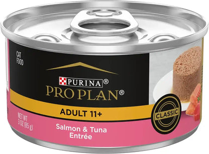 Purina Pro Plan Pate High Protein Senior Wet Cat Food, SENIOR 11+ Salmon & Tuna Entree - (Pack of 24) 3 Oz. Pull-Top Cans1