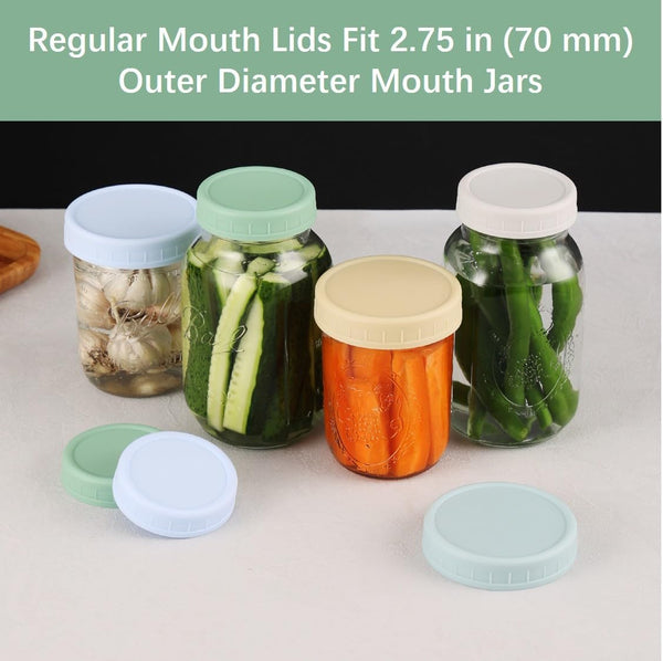 8 Pack Regular Mouth Plastic Mason Jar Lids for Ball, Kerr and More, 70Mm Colored Canning Tops with Silicone Rings, Food Grade & Leak-Proof3
