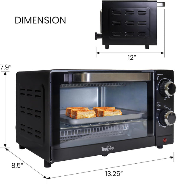 Total Chef Toaster Oven - Countertop Oven for Toast, Bake, Broil, Pizza, Compact Size for Small Kitchen, Appliance with Timer, Black7
