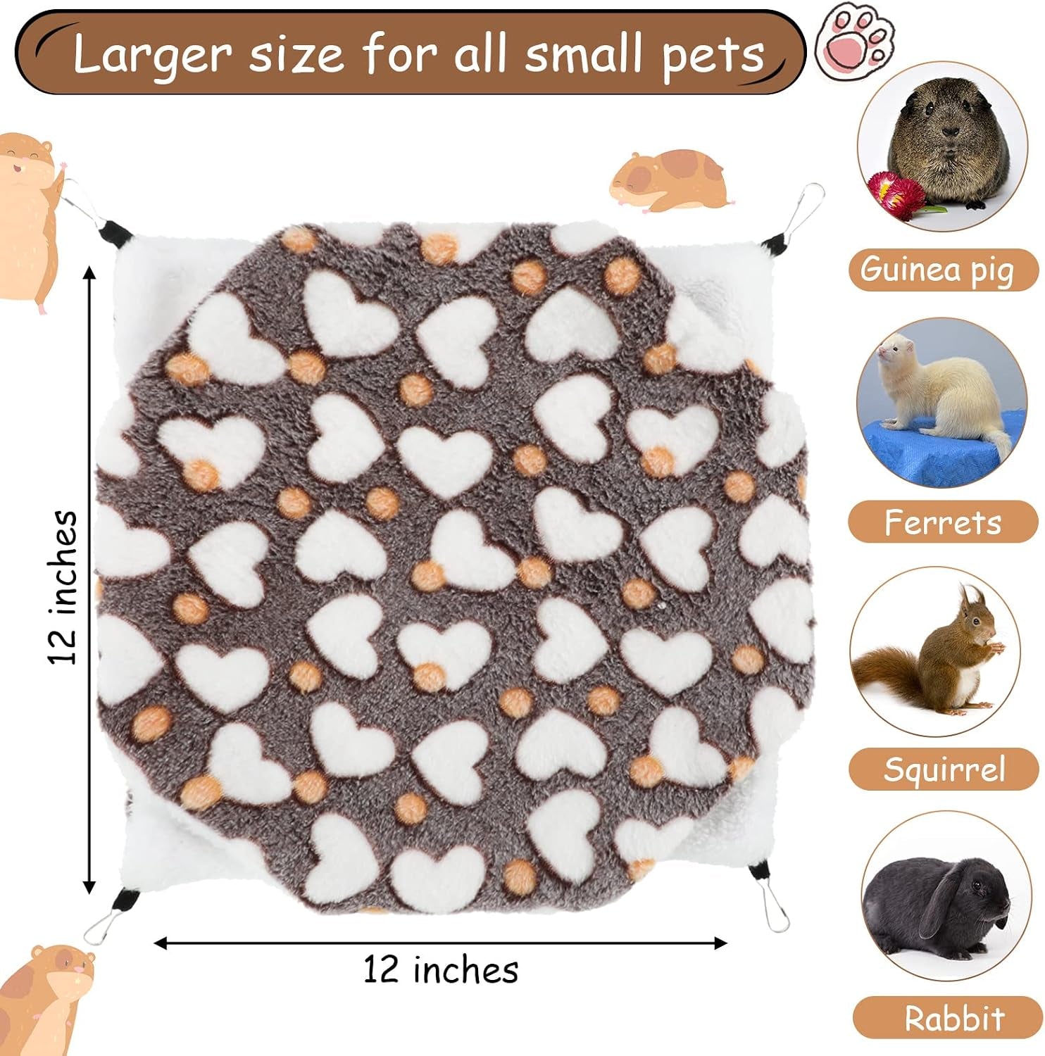 boao-2-pcs-guineas-pig-rat-hammock-guinea-pig-hamster-ferret-hanging-hammock-guinea-pigs-accessories-for-small-animals-chinchilla-parrot-sugar-glider-ferret-squirrelpurple-coffee-heart-pattern