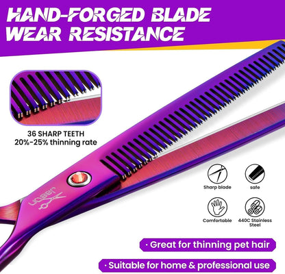 JASON Grooming Scissors for Dogs - Sharp Thinning Dog Shear with Muffler Pad, Stainless Steel Dog Grooming Shears Professional Texture Scissors for Pets Christmas Gift4