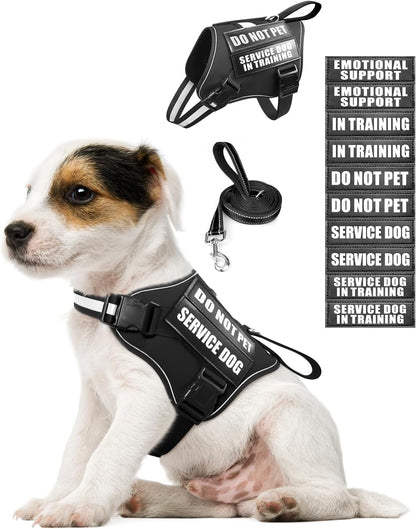 Service Dog Vest Harness and Leash Set+10 Patches,No Pull&Adjustable Reflective Dog Harness with Soft Padded Handle for Training/Everyday,Fit Small/Medium/Large/Extra-Large Dogs(Red XL) | No Pull&Adjustable Reflective Service Dog Harness Large Sized,Dog Leash with 2 Soft Padded Handles,For Training Working14