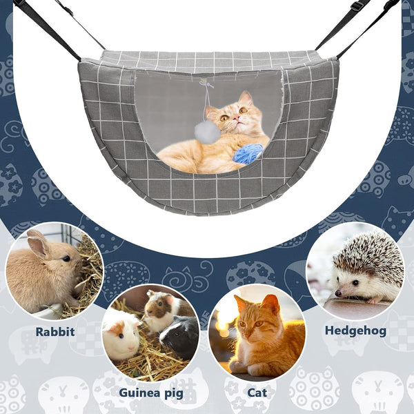 Unittype 2 Pieces Cat Cage Hammock Hanging Pet Bed Double Layer Soft Plush Hanging Pet Comfortable Hammock Bed for Indoor Kitten Ferret Hamster Rabbit or Small Animals, 2 Styles(Plaid)6
