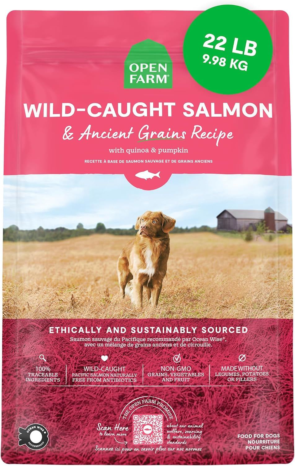 open-farm-ancient-grains-dry-dog-food-wild-caught-salmon-kibble-22lb-bag-all-life-stages-all-breed-sizes-protein-rich-nutrient-dense-100-traceable-ingredients-non-gmo-fruits-veggies