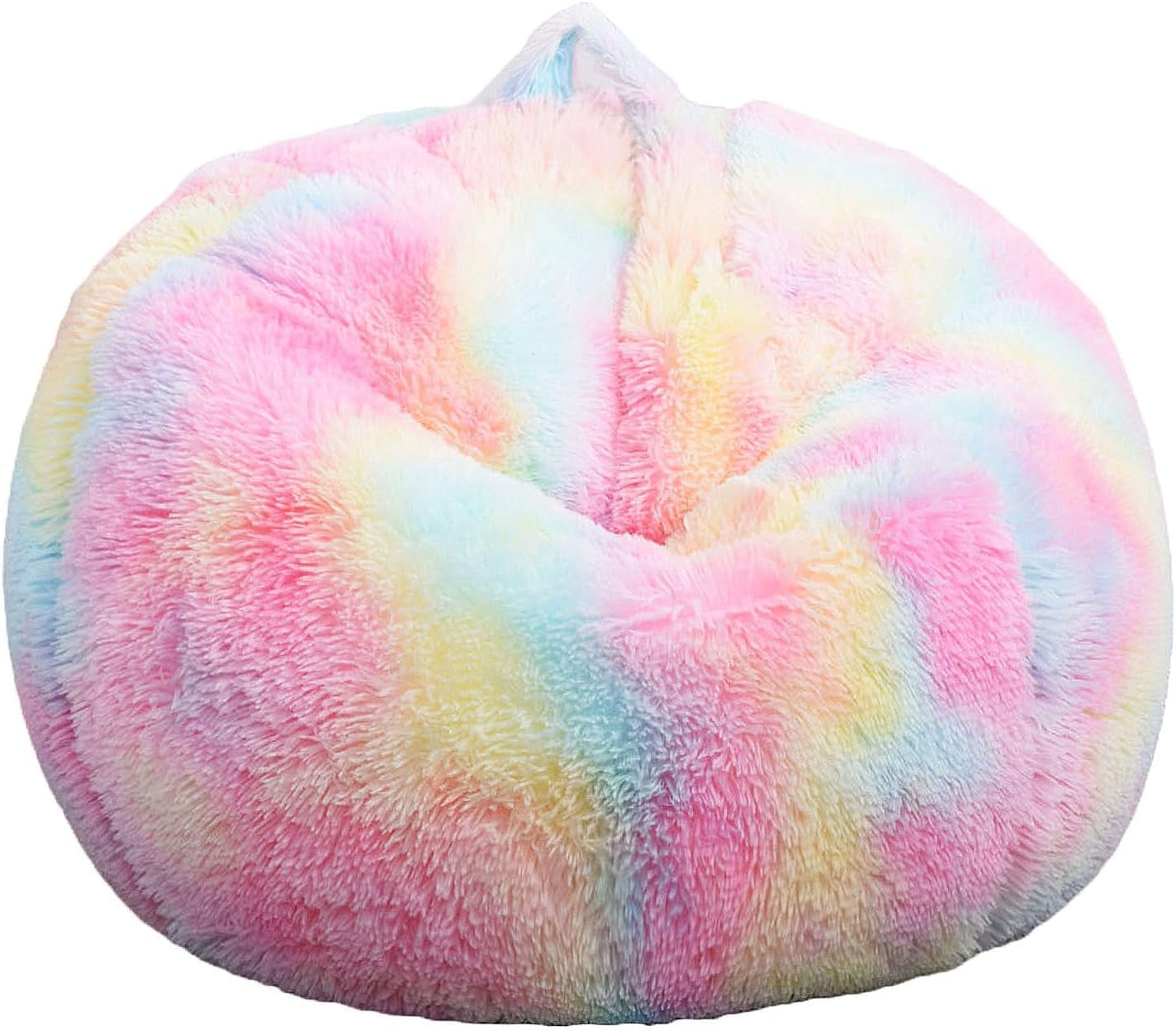 fluffy-bean-bag-chair-for-kids-2-5ft-round-memory-foam-filled-bean-bag-for-teens-kids-ultra-soft-faux-fur-fabric-bean-bag-chairs-for-playroom-living-room-bedroom-rainbow