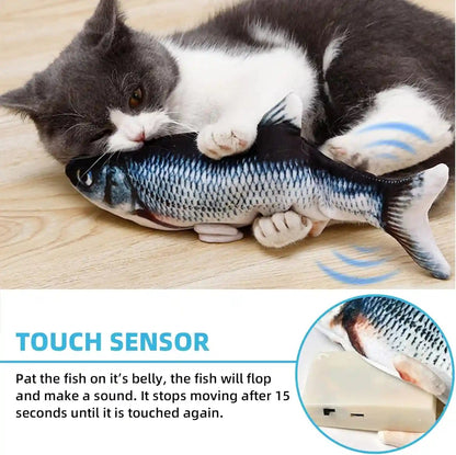 Tocirelo Cat Toys Flopping Fish with Catnip, Moving Cat Toy Interactive for Indoor Cats, Kitten Kicker Floppy Dog Toy, 11" Electric Realistic Plush Wiggle Fish for Kitty Exercise2