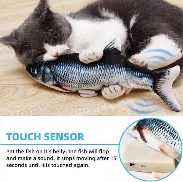 Tocirelo Cat Toys Flopping Fish with Catnip, Moving Cat Toy Interactive for Indoor Cats, Kitten Kicker Floppy Dog Toy, 11" Electric Realistic Plush Wiggle Fish for Kitty Exercise2