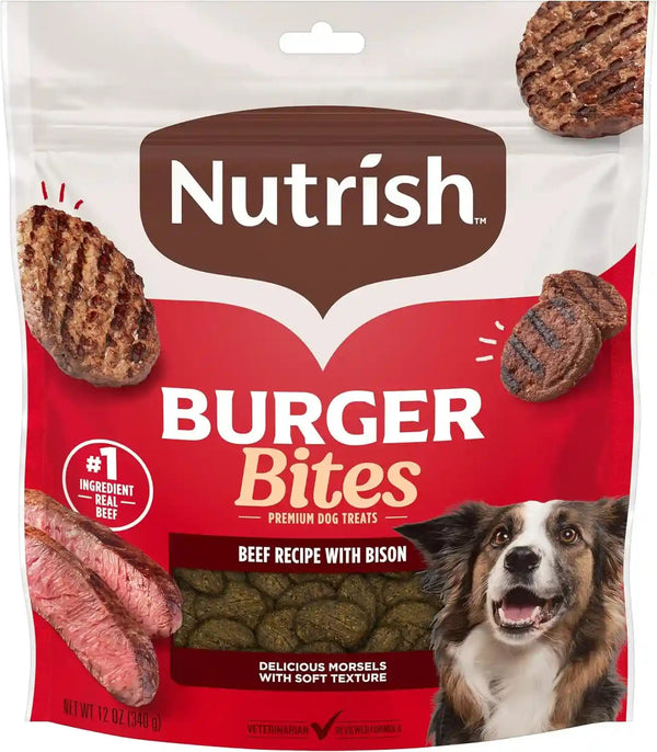 Nutrish Burger Bites Dog Treats, Beef Recipe, 12 Oz. Pouch (Rachael Ray)1